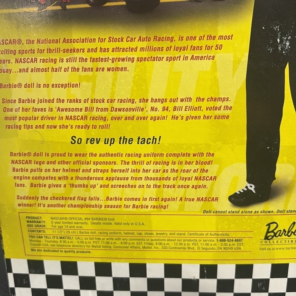 Barbie Doll Mcdonald's Nascar Racer Official #94 Bill Elliott Collectible 1999 - Picture 8 of 9